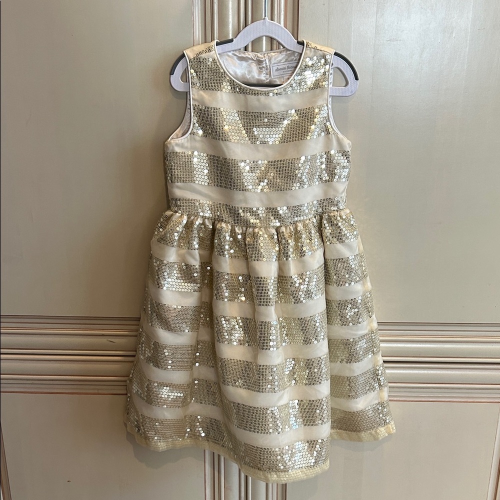 Gymboree Sparkling Sequin Gold and Cream Formal Holiday Dress